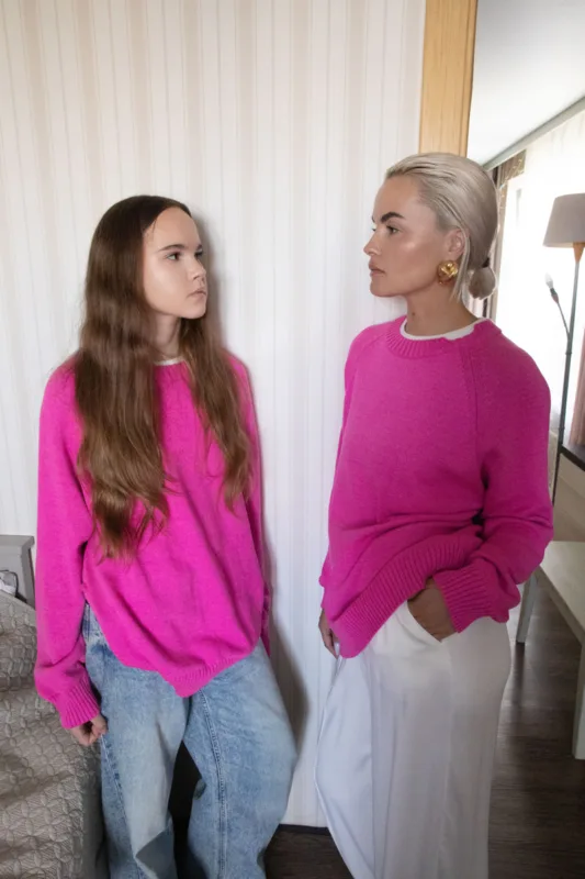 кофта для мамы и дочки фуксия